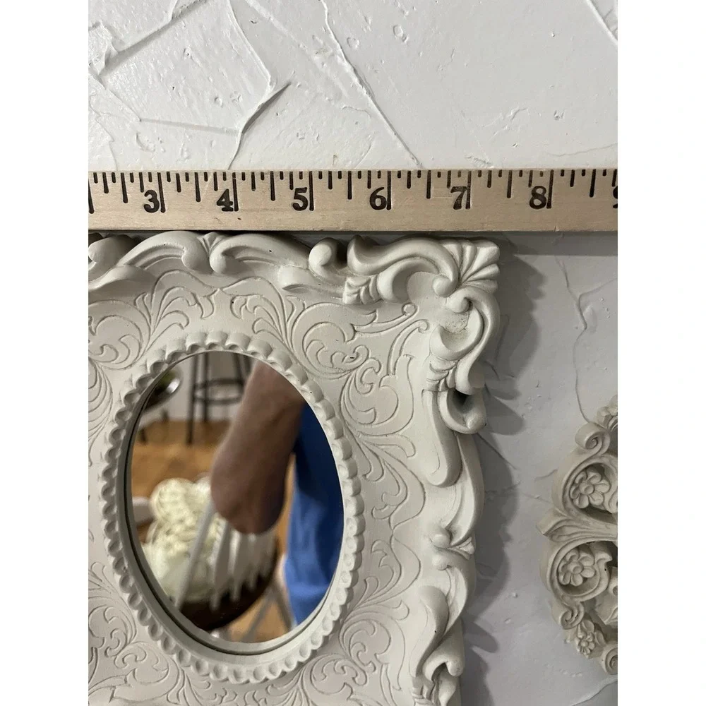 Homco  70's Wall Sconces Pair & Mirror Candleholders Chalk White MCM Boho